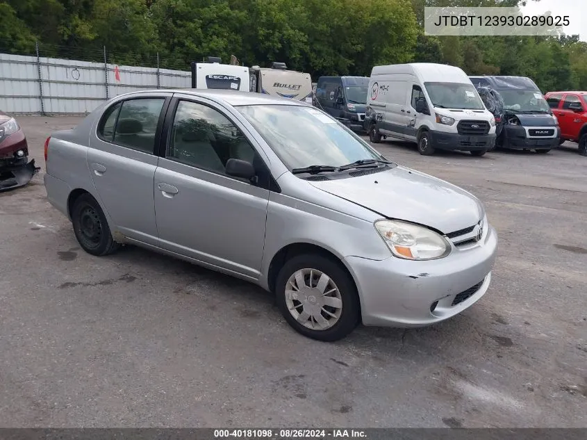 2003 Toyota Echo VIN: JTDBT123930289025 Lot: 40181098