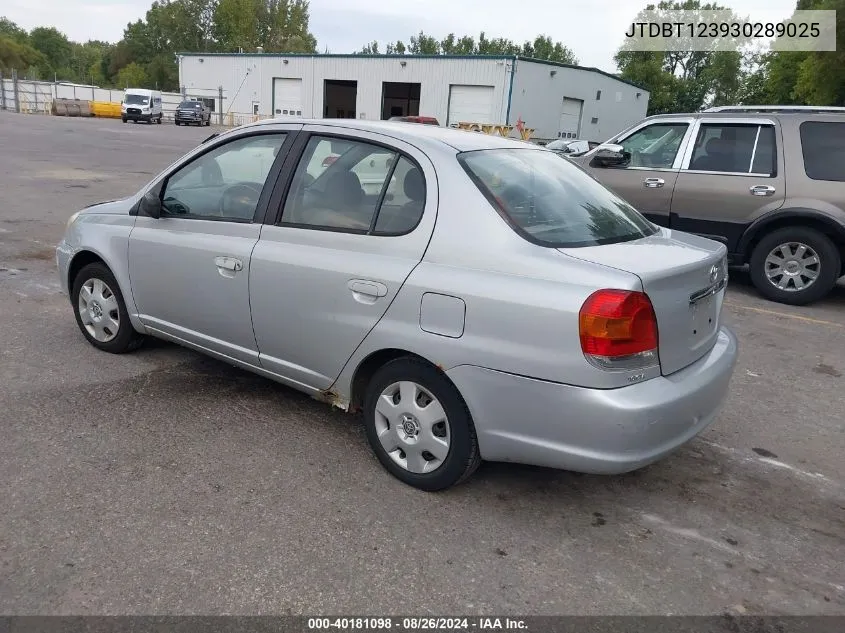 2003 Toyota Echo VIN: JTDBT123930289025 Lot: 40181098