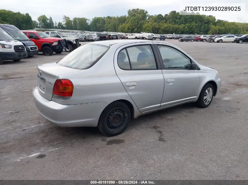 2003 Toyota Echo VIN: JTDBT123930289025 Lot: 40181098