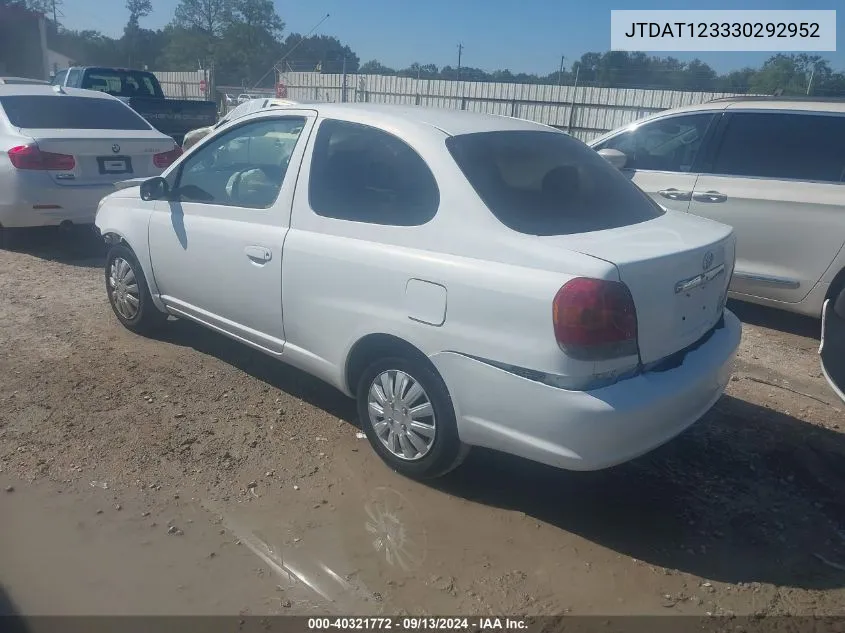 2003 Toyota Echo VIN: JTDAT123330292952 Lot: 40321772