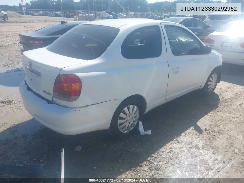 2003 Toyota Echo VIN: JTDAT123330292952 Lot: 40321772