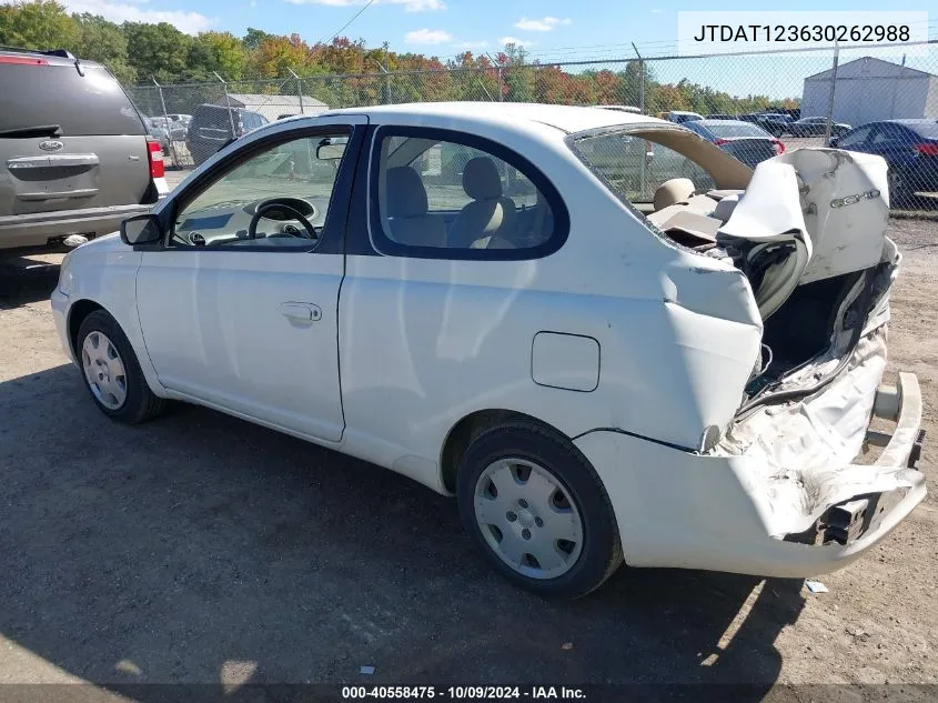 2003 Toyota Echo VIN: JTDAT123630262988 Lot: 40558475