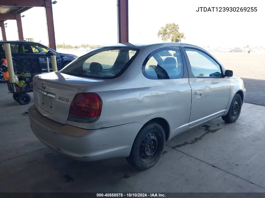 2003 Toyota Echo VIN: JTDAT123930269255 Lot: 40558578