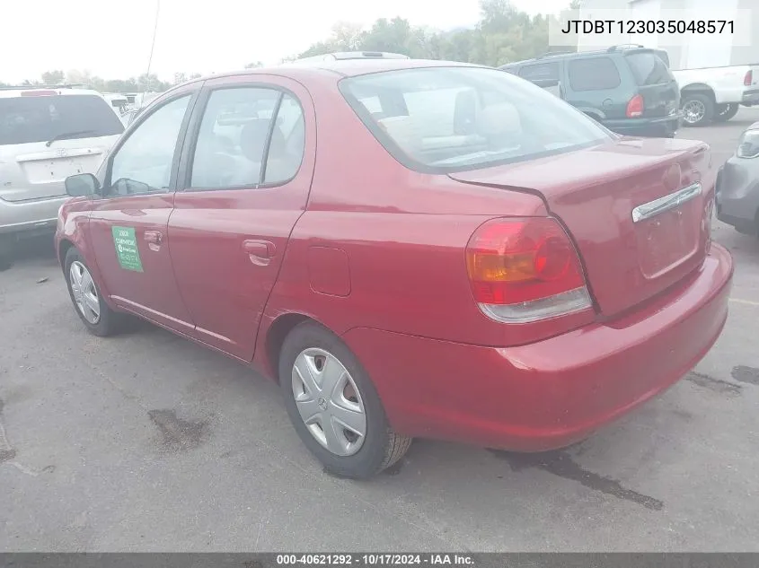 2003 Toyota Echo VIN: JTDBT123035048571 Lot: 40621292