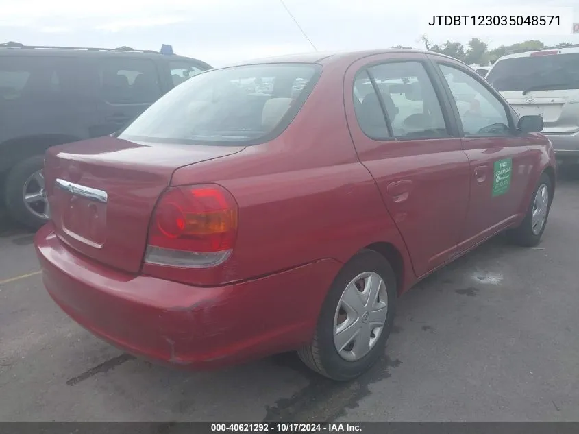 2003 Toyota Echo VIN: JTDBT123035048571 Lot: 40621292