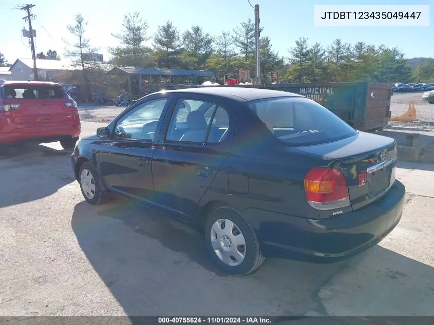 2003 Toyota Echo VIN: JTDBT123435049447 Lot: 40755624