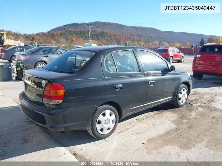 2003 Toyota Echo VIN: JTDBT123435049447 Lot: 40755624