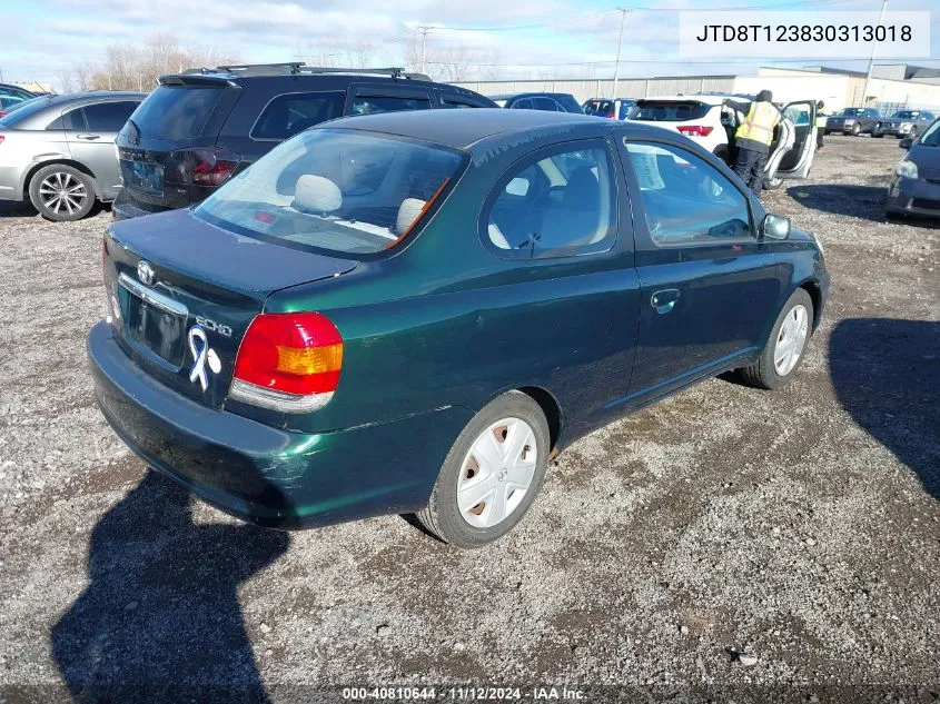 2003 Toyota Echo VIN: JTD8T123830313018 Lot: 40810644