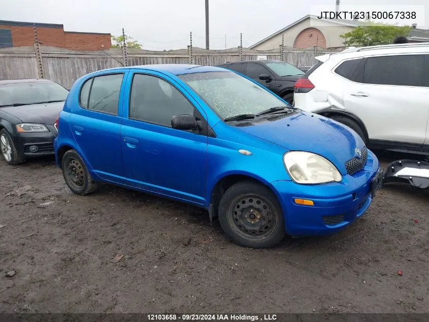 2005 Toyota Echo VIN: JTDKT123150067338 Lot: 12103658