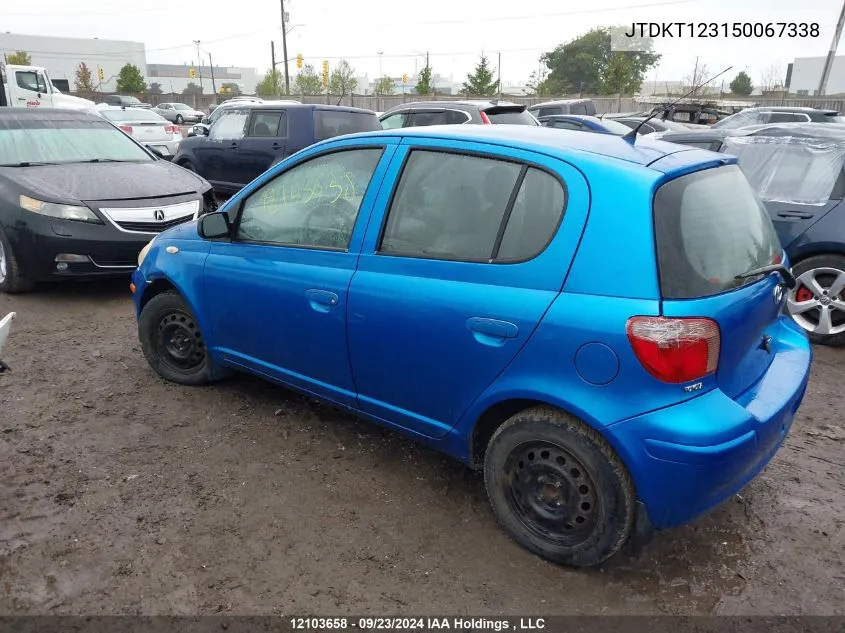 2005 Toyota Echo VIN: JTDKT123150067338 Lot: 12103658