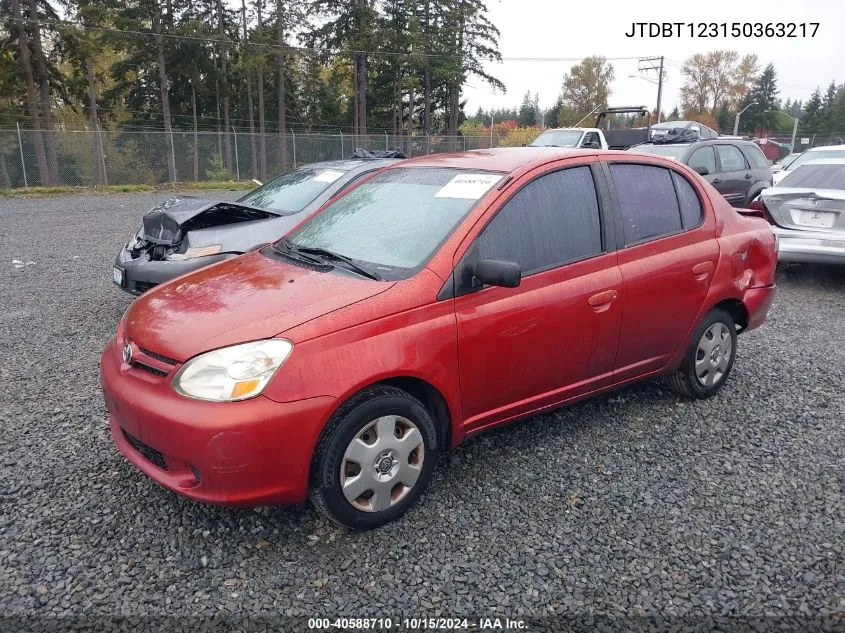 2005 Toyota Echo VIN: JTDBT123150363217 Lot: 40588710