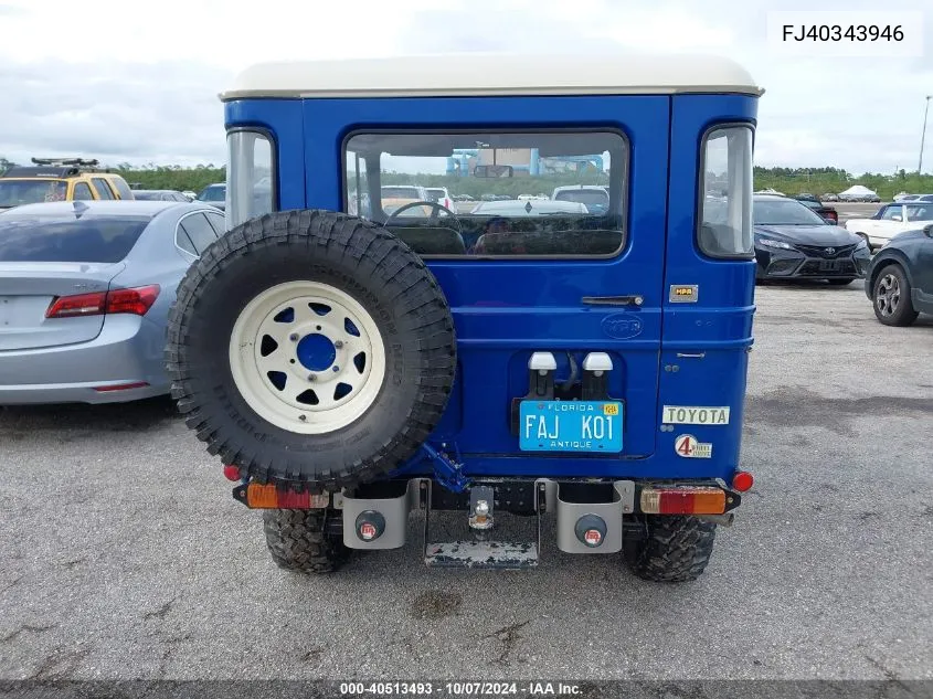 1981 Toyota Fj Cruiser VIN: FJ40343946 Lot: 40513493