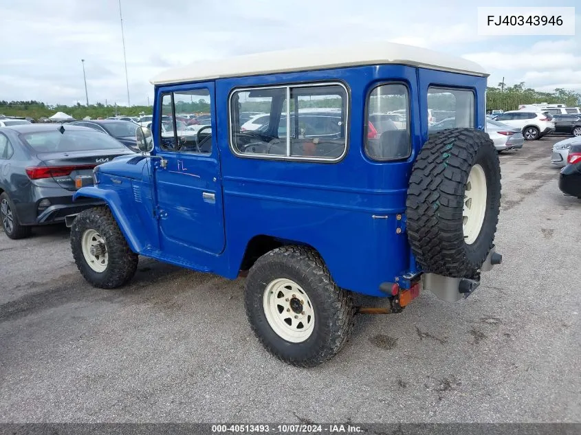 1981 Toyota Fj Cruiser VIN: FJ40343946 Lot: 40513493