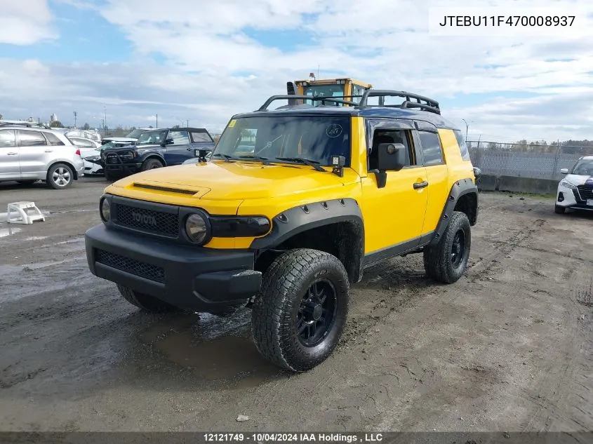 2007 Toyota Fj Cruiser VIN: JTEBU11F470008937 Lot: 12121749