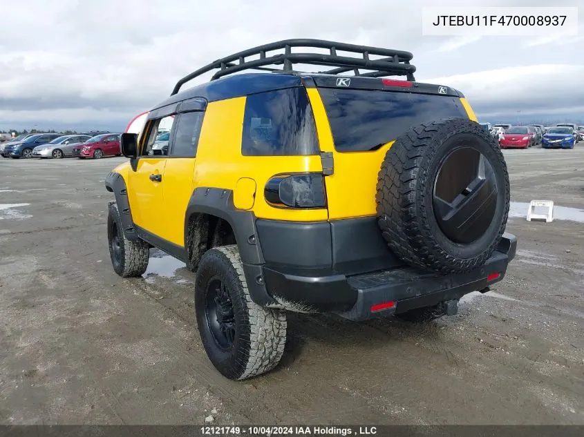 2007 Toyota Fj Cruiser VIN: JTEBU11F470008937 Lot: 12121749