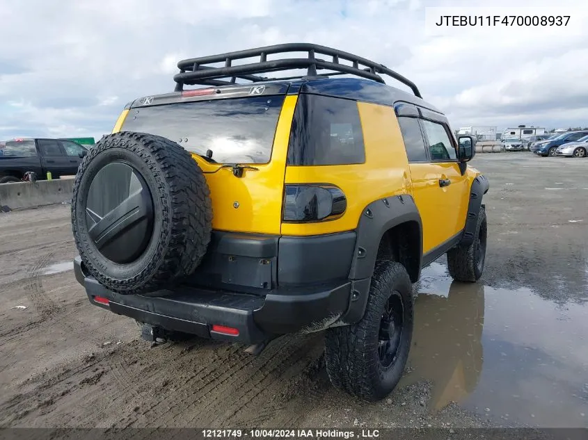 2007 Toyota Fj Cruiser VIN: JTEBU11F470008937 Lot: 12121749