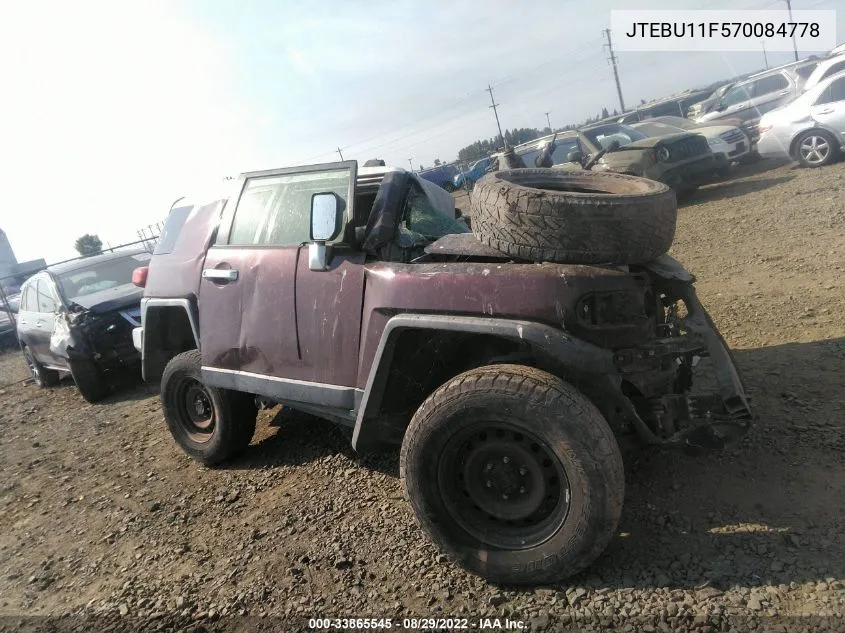 2007 Toyota Fj Cruiser VIN: JTEBU11F570084778 Lot: 33865545