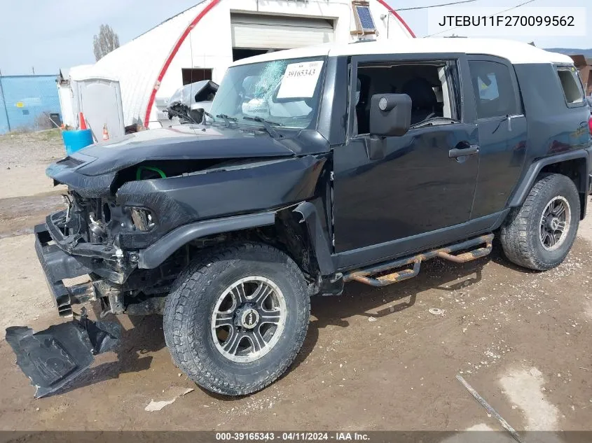 2007 Toyota Fj Cruiser VIN: JTEBU11F270099562 Lot: 39165343