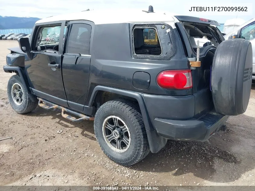 2007 Toyota Fj Cruiser VIN: JTEBU11F270099562 Lot: 39165343