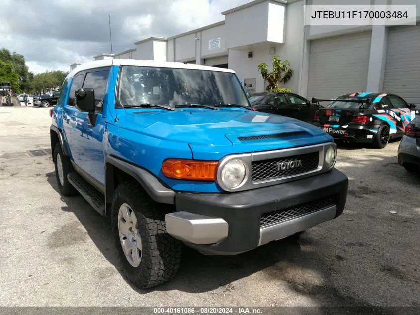 2007 Toyota Fj Cruiser VIN: JTEBU11F170003484 Lot: 40161086