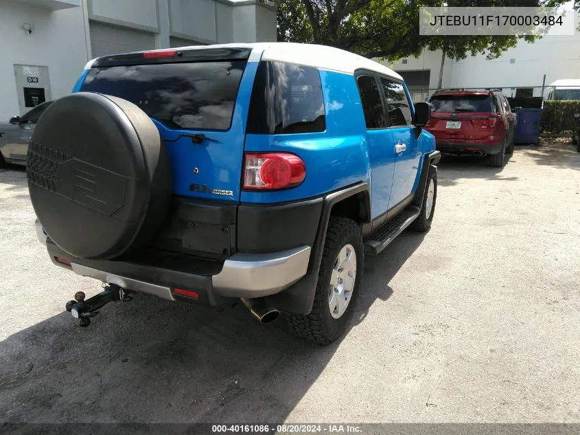 2007 Toyota Fj Cruiser VIN: JTEBU11F170003484 Lot: 40161086