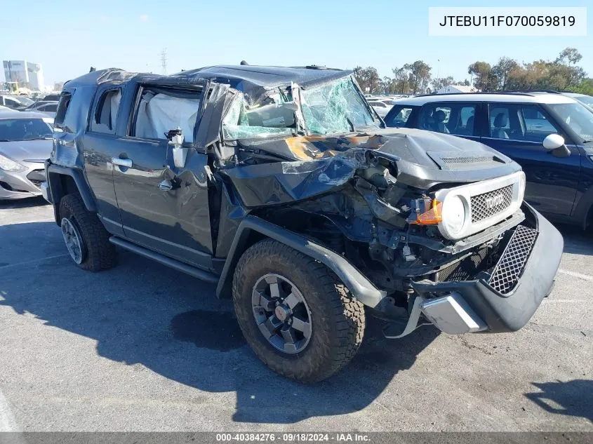 2007 Toyota Fj Cruiser VIN: JTEBU11F070059819 Lot: 40384276