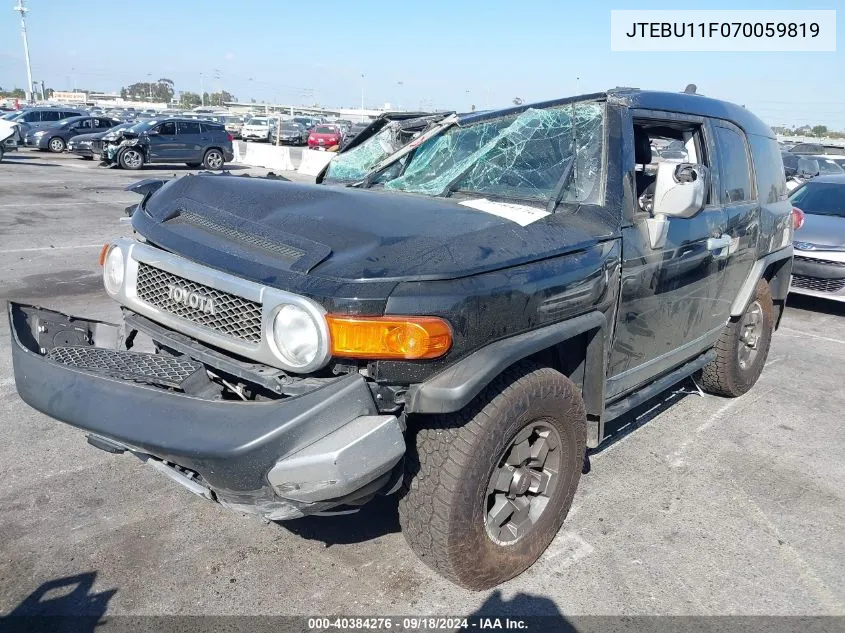 2007 Toyota Fj Cruiser VIN: JTEBU11F070059819 Lot: 40384276