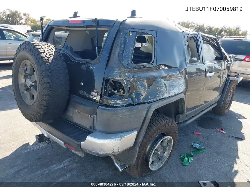 2007 Toyota Fj Cruiser VIN: JTEBU11F070059819 Lot: 40384276