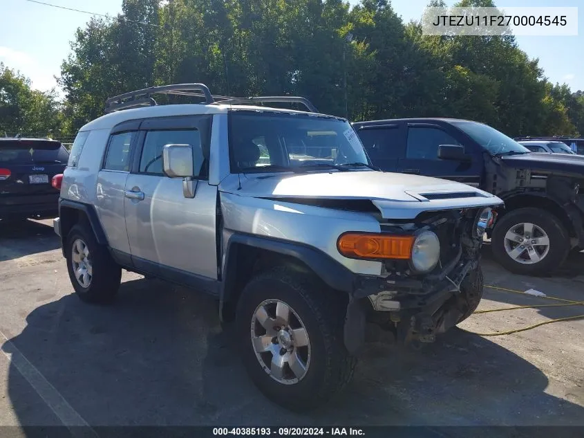 2007 Toyota Fj Cruiser VIN: JTEZU11F270004545 Lot: 40385193