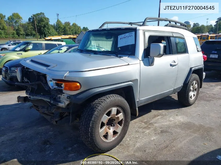 2007 Toyota Fj Cruiser VIN: JTEZU11F270004545 Lot: 40385193