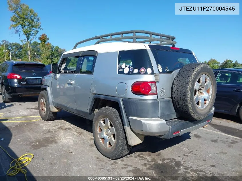 2007 Toyota Fj Cruiser VIN: JTEZU11F270004545 Lot: 40385193