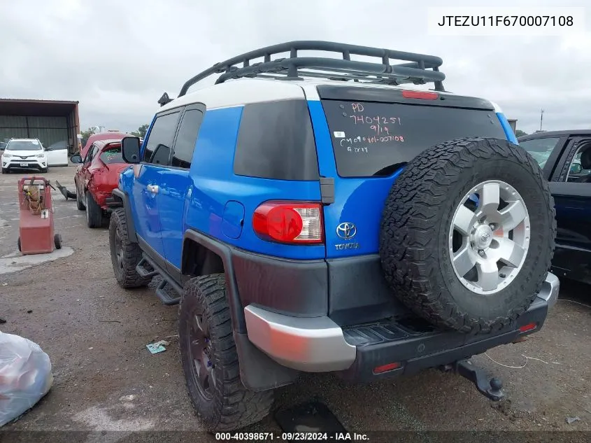 JTEZU11F670007108 2007 Toyota Fj Cruiser