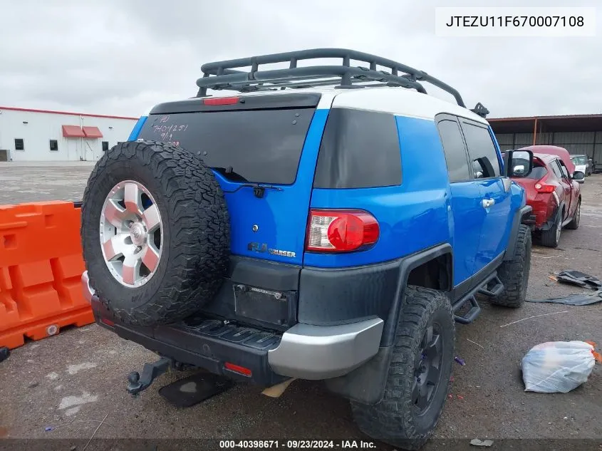 JTEZU11F670007108 2007 Toyota Fj Cruiser