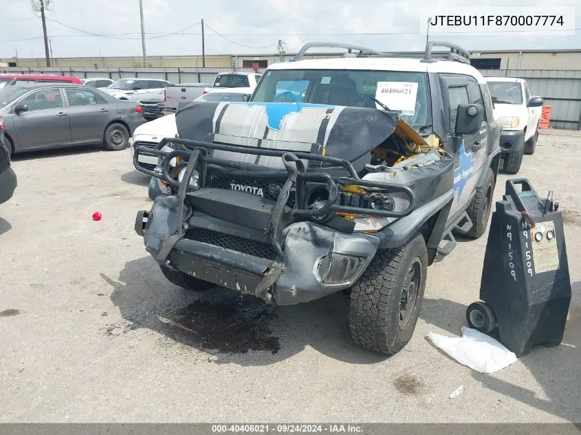 2007 Toyota Fj Cruiser VIN: JTEBU11F870007774 Lot: 40406021