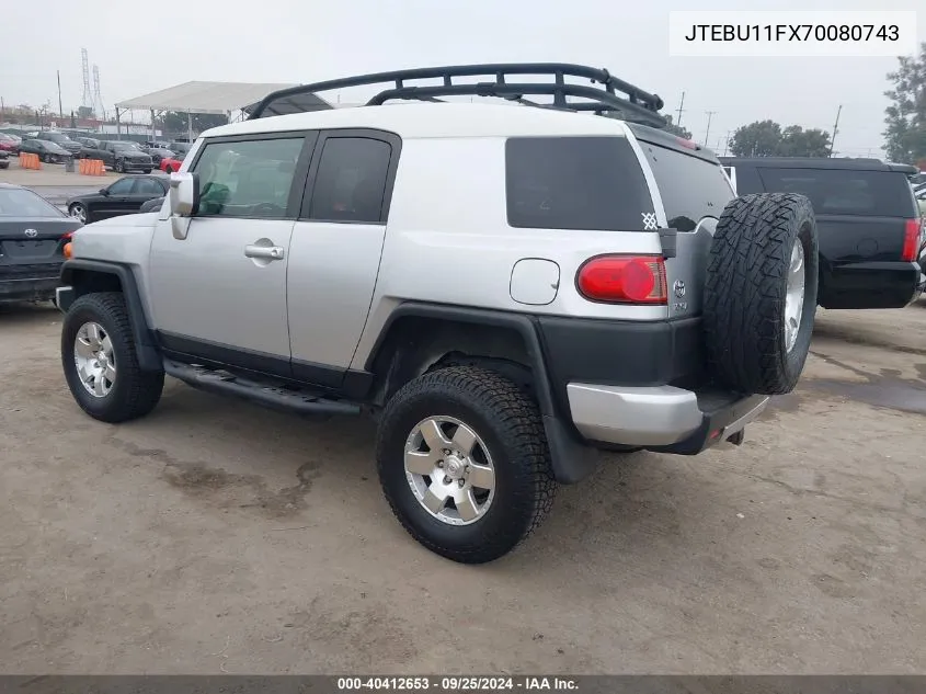 2007 Toyota Fj Cruiser VIN: JTEBU11FX70080743 Lot: 40412653