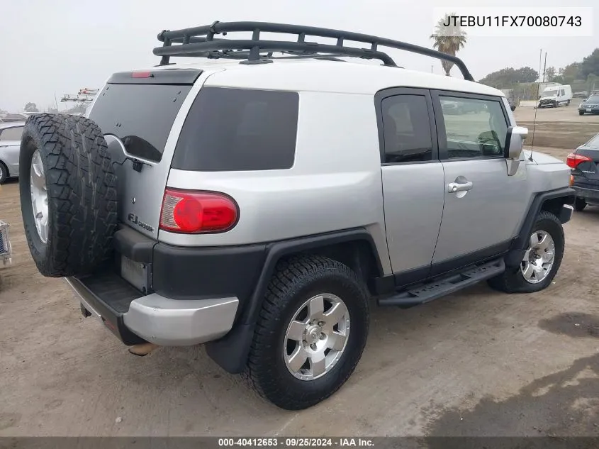 2007 Toyota Fj Cruiser VIN: JTEBU11FX70080743 Lot: 40412653