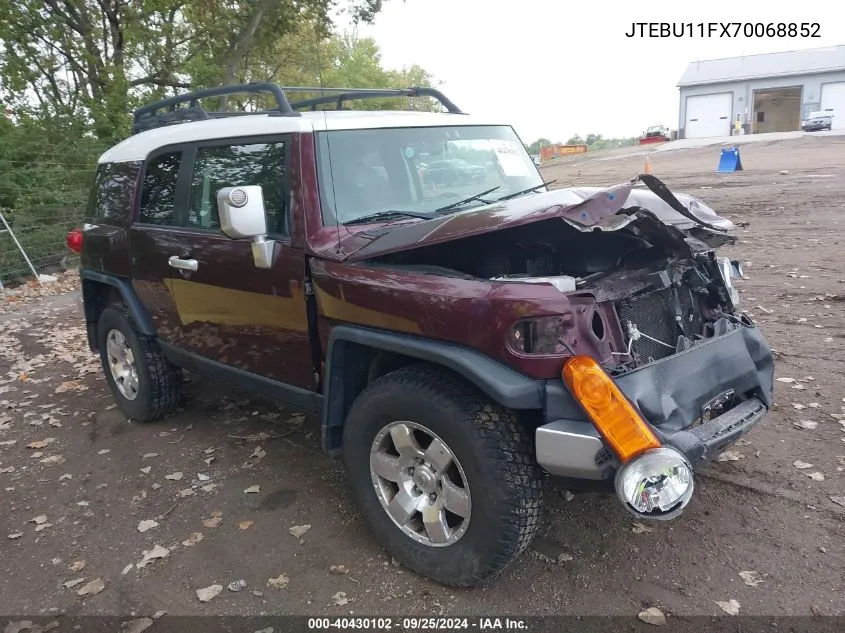 2007 Toyota Fj Cruiser VIN: JTEBU11FX70068852 Lot: 40430102