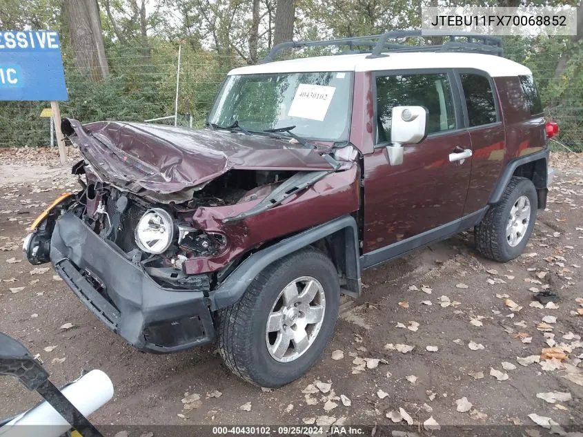 2007 Toyota Fj Cruiser VIN: JTEBU11FX70068852 Lot: 40430102