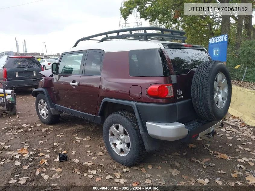 2007 Toyota Fj Cruiser VIN: JTEBU11FX70068852 Lot: 40430102