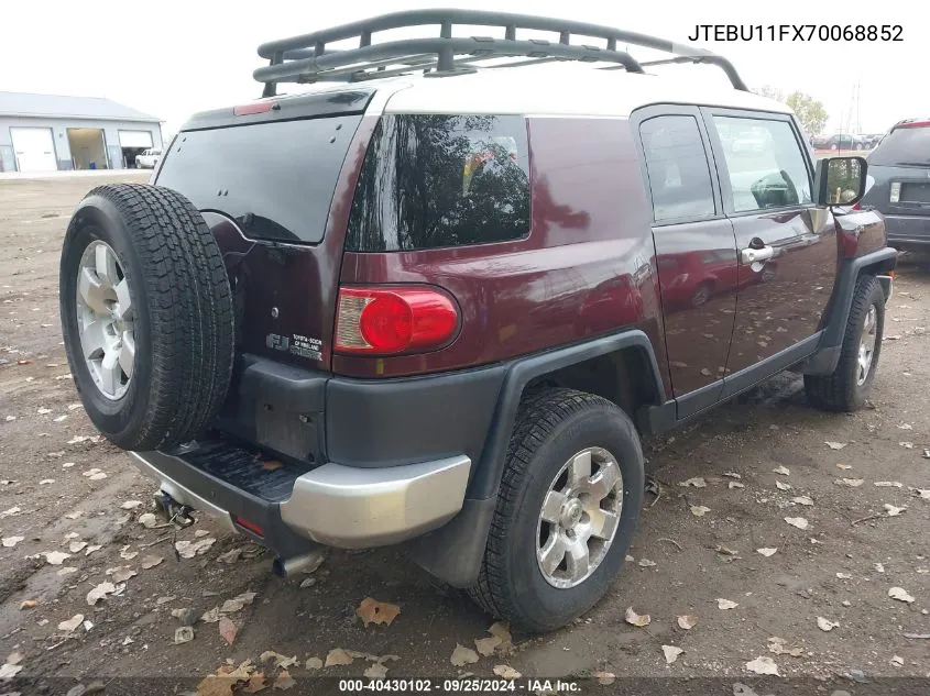 2007 Toyota Fj Cruiser VIN: JTEBU11FX70068852 Lot: 40430102