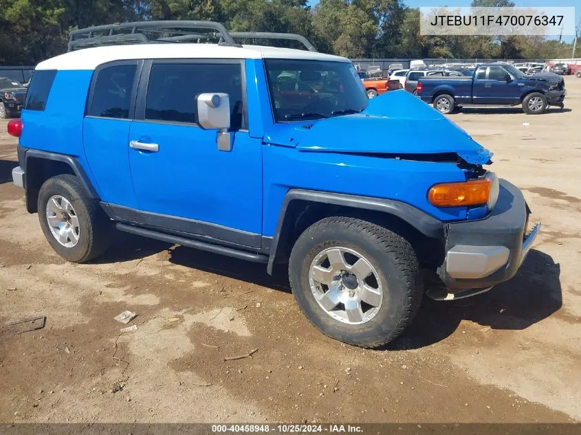 2007 Toyota Fj Cruiser VIN: JTEBU11F470076347 Lot: 40458948