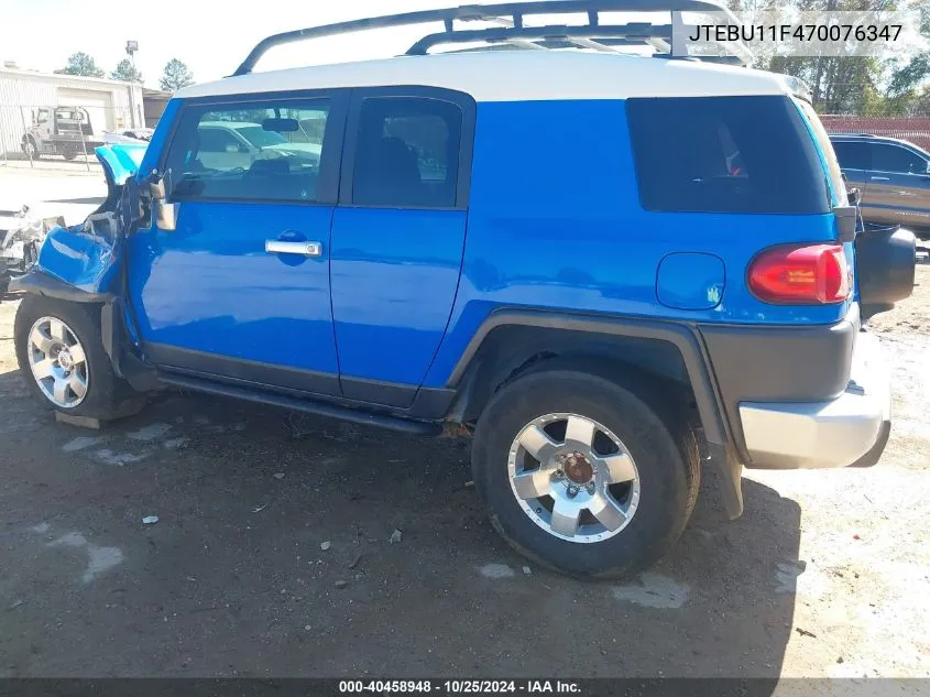 2007 Toyota Fj Cruiser VIN: JTEBU11F470076347 Lot: 40458948