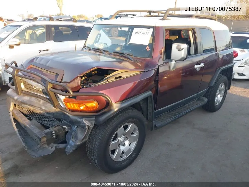 2007 Toyota Fj Cruiser VIN: JTEBU11F070075387 Lot: 40459071