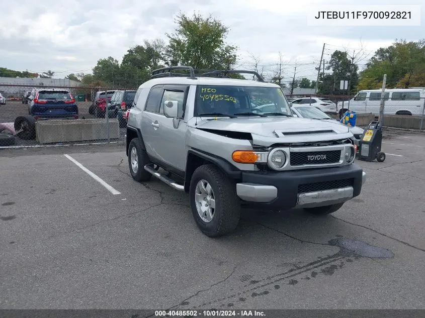 2007 Toyota Fj Cruiser VIN: JTEBU11F970092821 Lot: 40485502