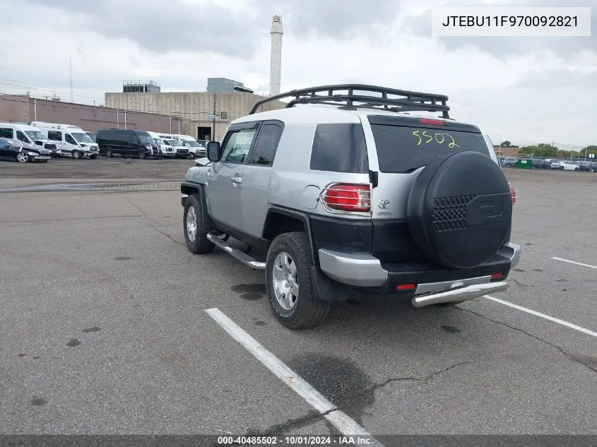 2007 Toyota Fj Cruiser VIN: JTEBU11F970092821 Lot: 40485502