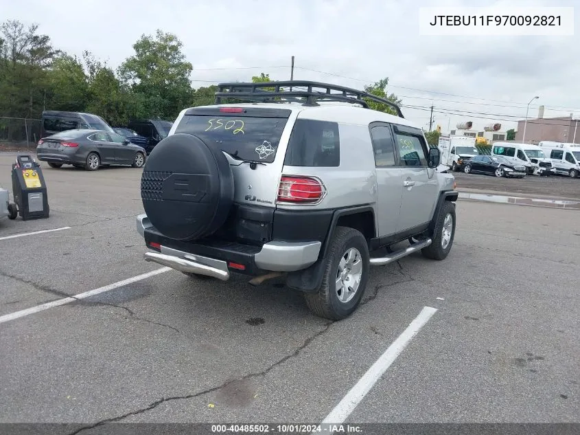 2007 Toyota Fj Cruiser VIN: JTEBU11F970092821 Lot: 40485502