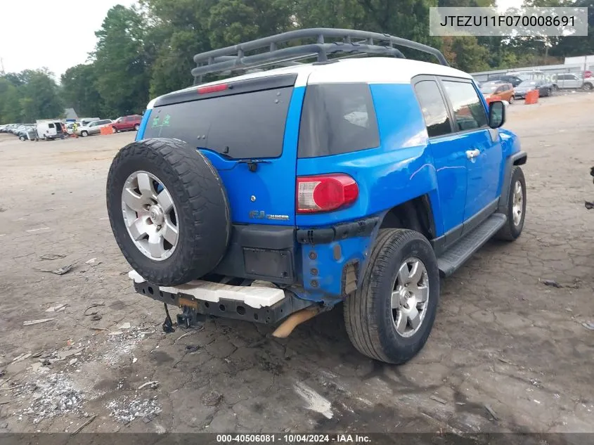 2007 Toyota Fj Cruiser VIN: JTEZU11F070008691 Lot: 40506081