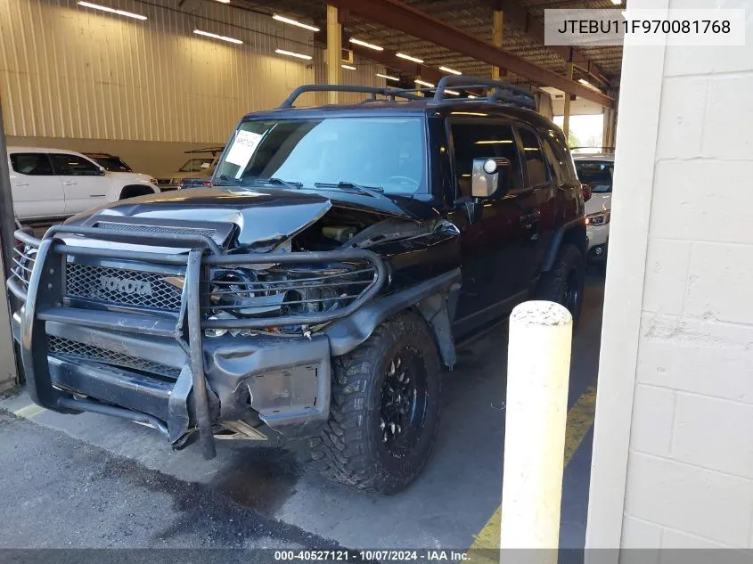 2007 Toyota Fj Cruiser VIN: JTEBU11F970081768 Lot: 40527121