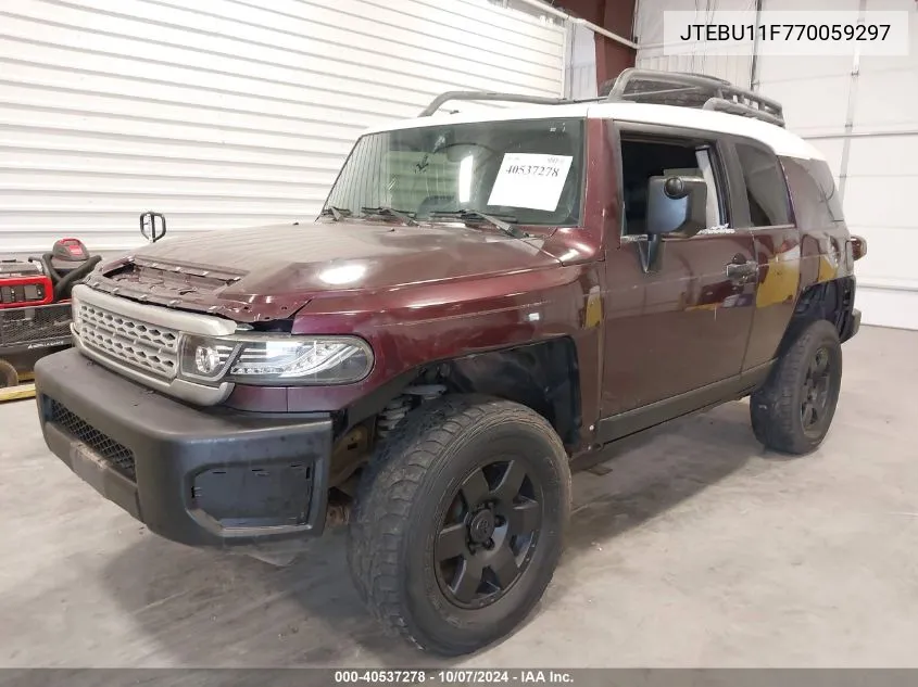 2007 Toyota Fj Cruiser VIN: JTEBU11F770059297 Lot: 40537278