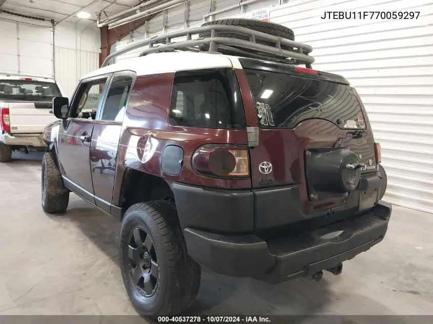 2007 Toyota Fj Cruiser VIN: JTEBU11F770059297 Lot: 40537278